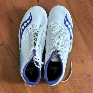 White and Purple Athletic Shoes